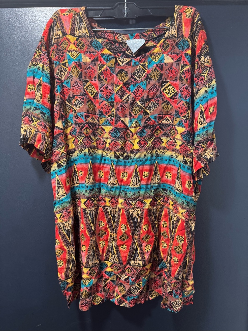 Vintage Rabbit Rabbit Designs Women’s Rayon Tunic Top Size 14 Southwestern Boho